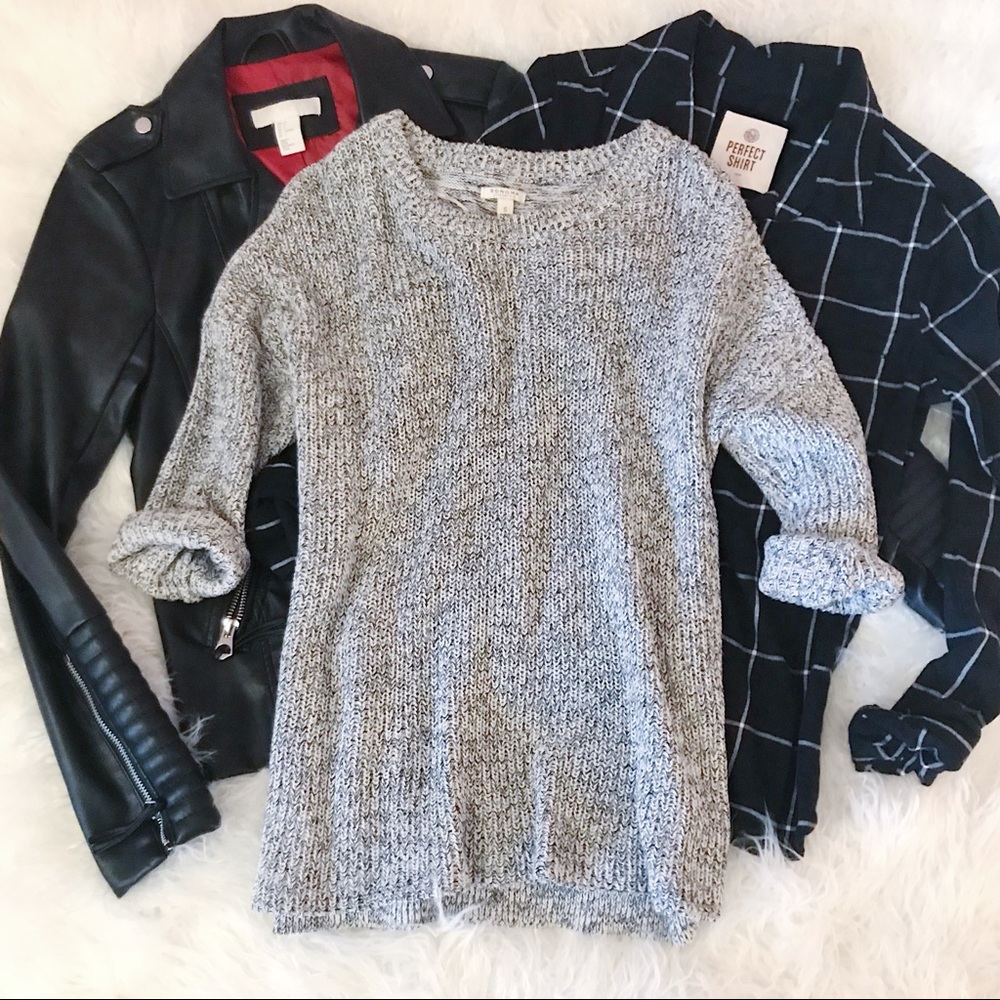 Gray Scoop Neck Sweater